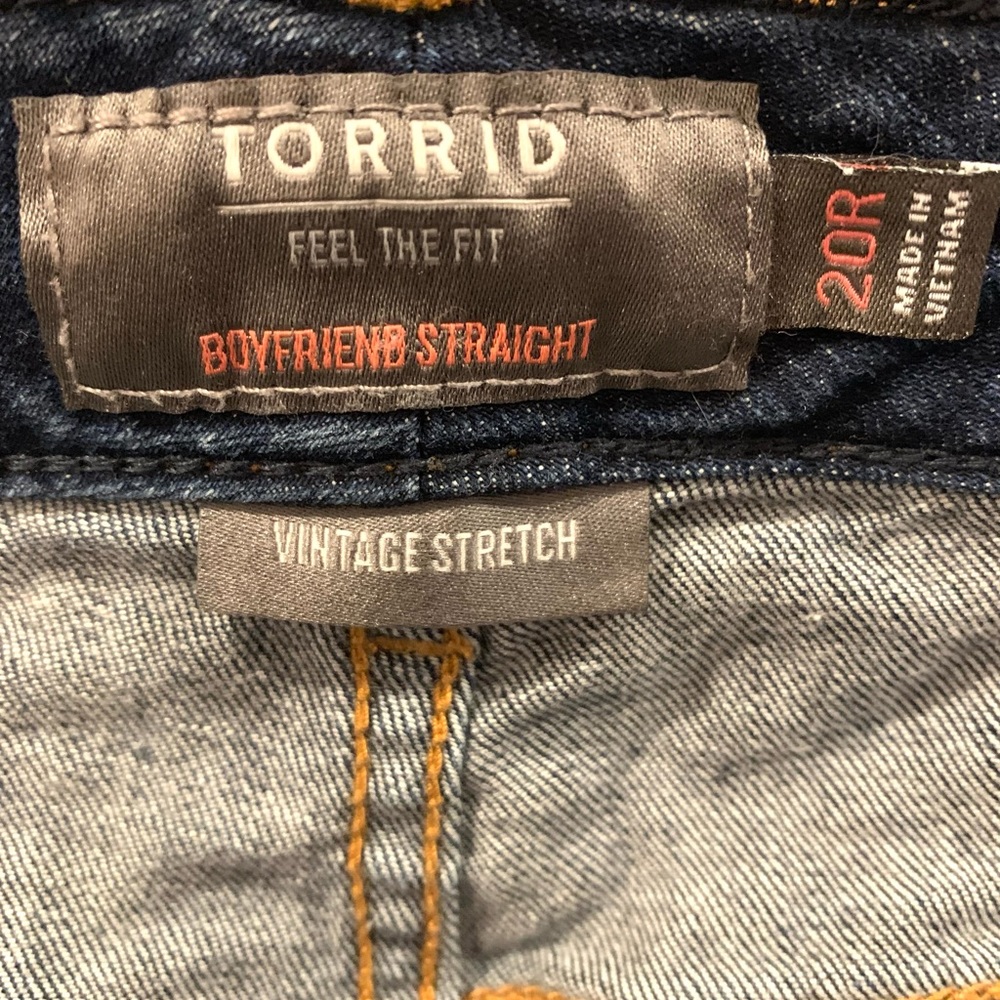 TORRID BOYFRIEND STRAIGHT VINTAGE STRETCH MID RISE JEANS 20R DARK WASH RETRO Y2K - Picture 12 of 15